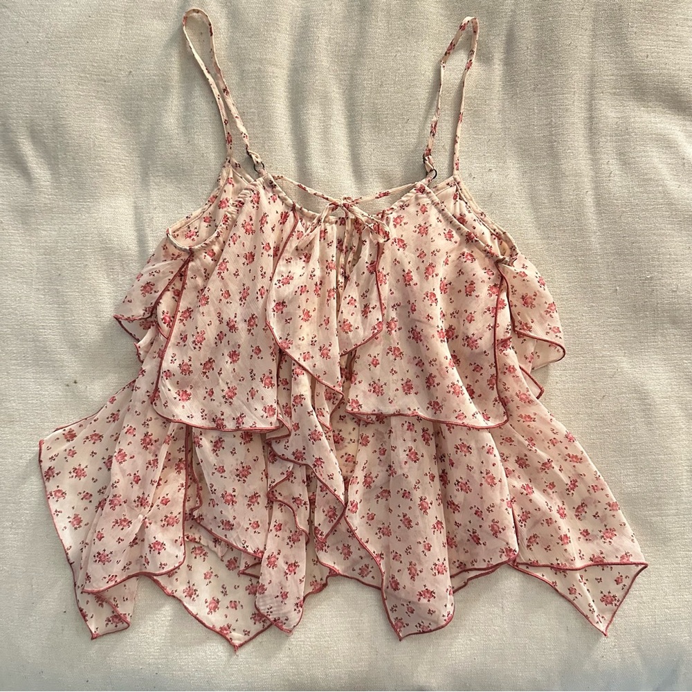 Abercrombie & Fitch Pink Floral Ruffle Camisole - Picture 2 of 3